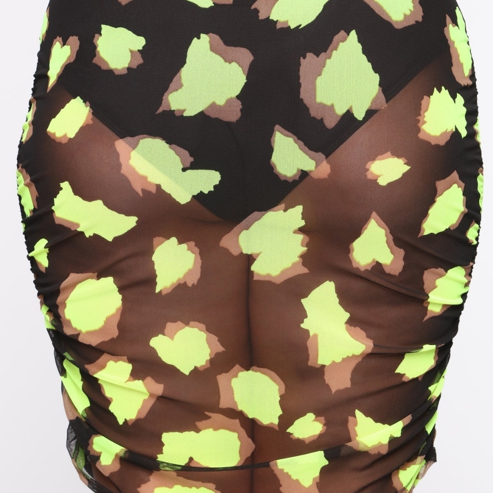 Fashion Nova 'Spot The Difference' Skirt Set - NeonYellow/Combo - Size 3X - Picture 5 of 11